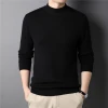New men's winter solid color semi-high neck imitation cashmere men's knitted sweater, slimming youth base sweater men's wear Specification image